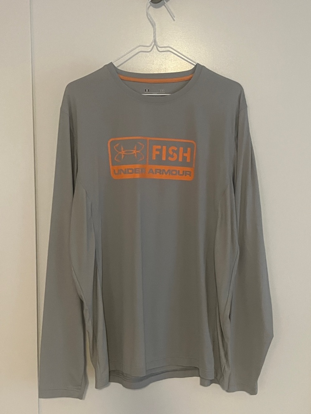 Under Armour Gray Long Sleeve Performance Tee with Orange Fish Logo